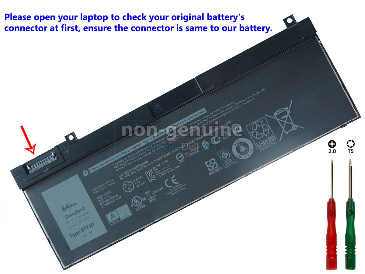 7.6V 64Wh Dell 0H6K6V battery replacement