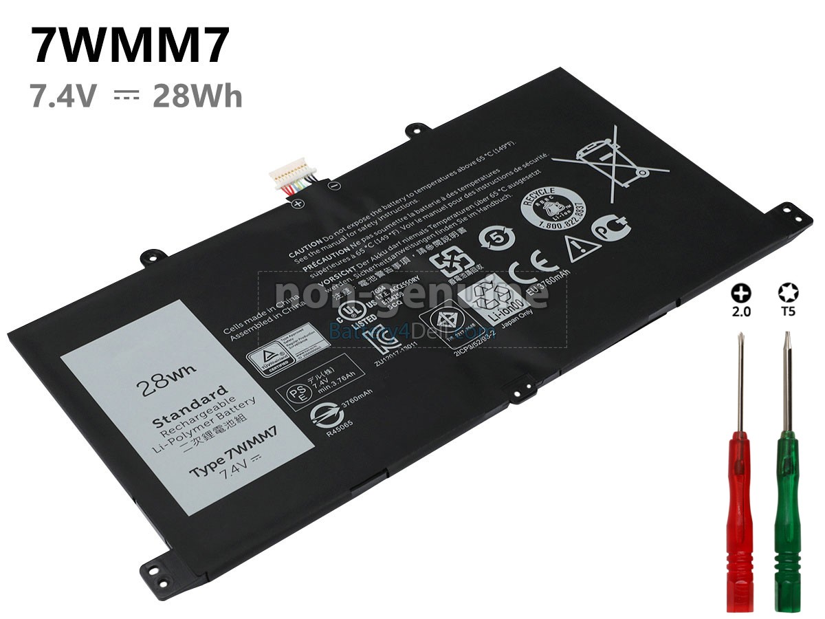 7.4V 28Wh Dell 7WMM7 battery replacement