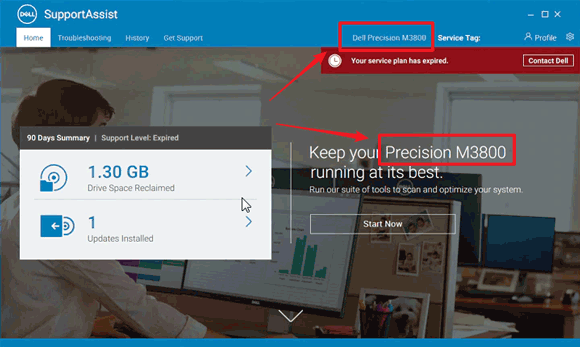 Using the Dell SupportAssist application for Windows